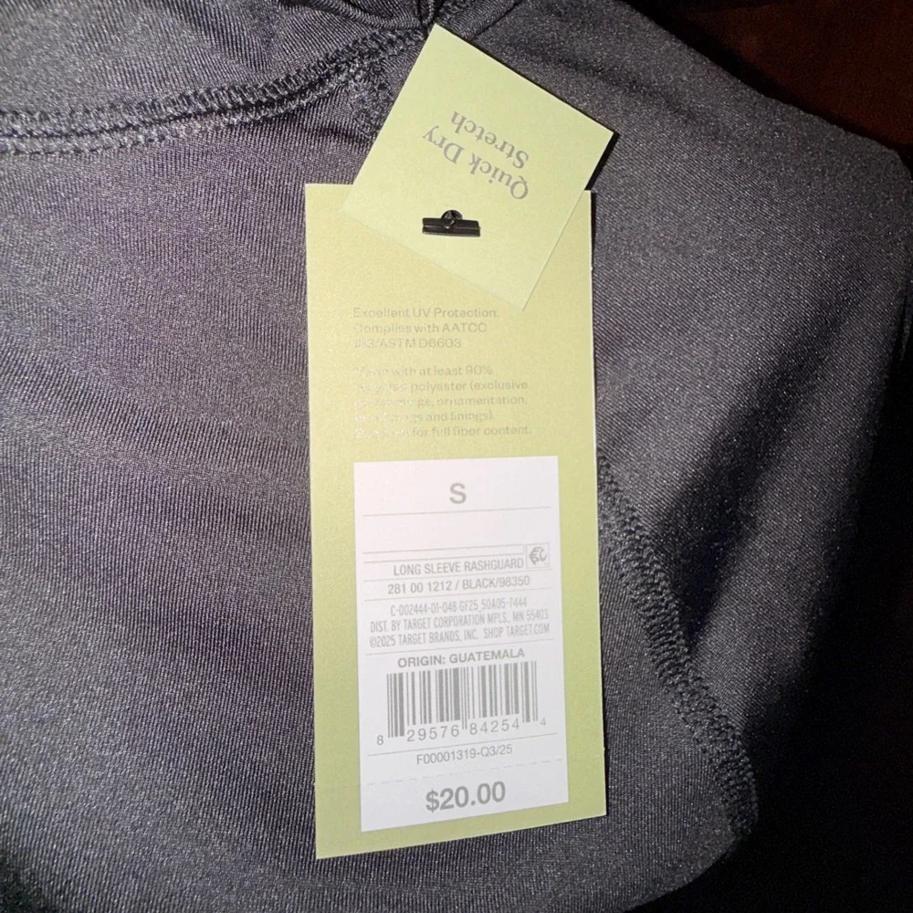 Goodfellow & Co Rashguard Mens Small Black NEW UPF 50+ Long Sleeve Slim Fit - Picture 2 of 9